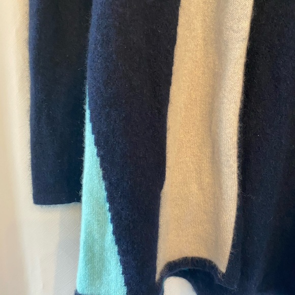 Charter Club Luxurious 100% Cashmere Blue Open Front Asymmetrical Cardigan MD - Picture 3 of 15